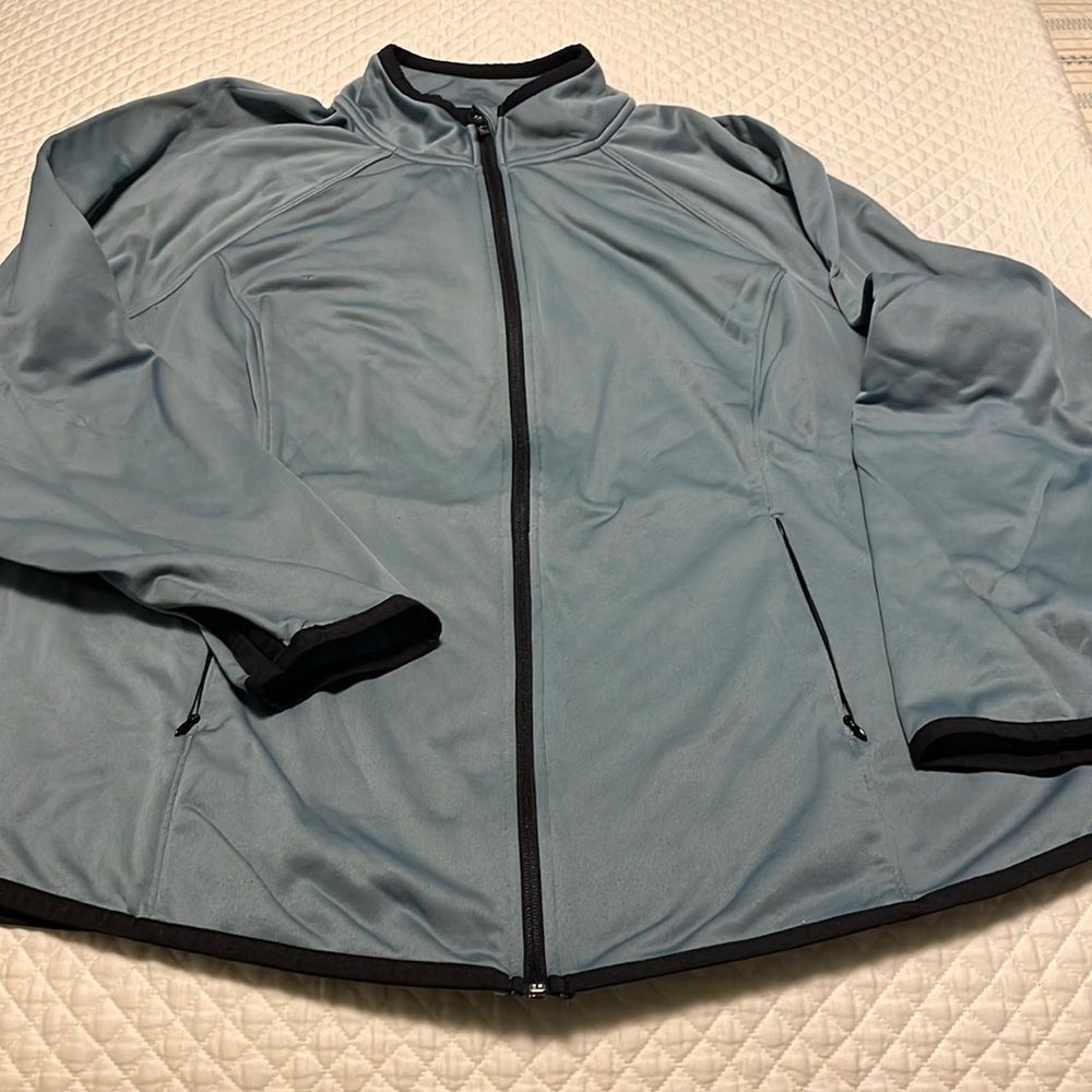 Lane Bryant Livi Active ZipUp Top - slate blue/grey with black trim - Size 26/28